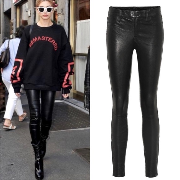 J Brand Black Lamb Leather Pants
Mid Rise Skinny Stretch Zip Ankle L8001, 25